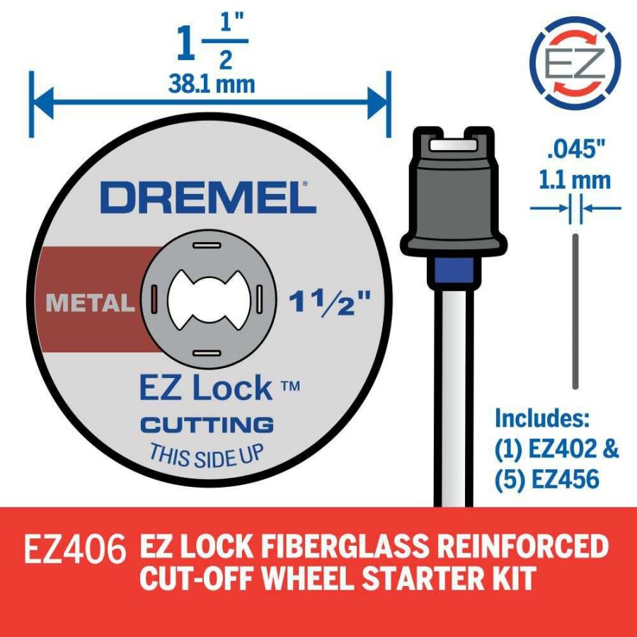 Accessories * | 1-1/2 In. (3.2 Mm) Ez Lock Cut-Off Wheel Starter Kit Dremel Hot Sell