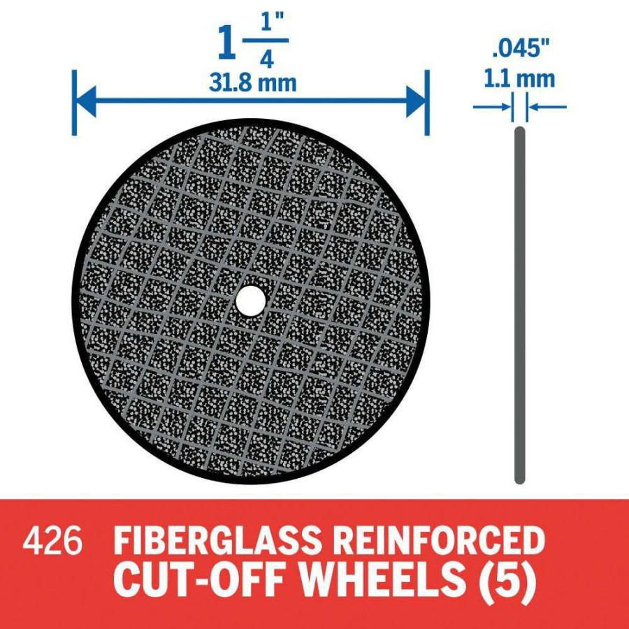 Accessories * | 5 Pc. 1-1/4 In. Fiberglass Reinforced Cut-Off Wheel Dremel Promotions